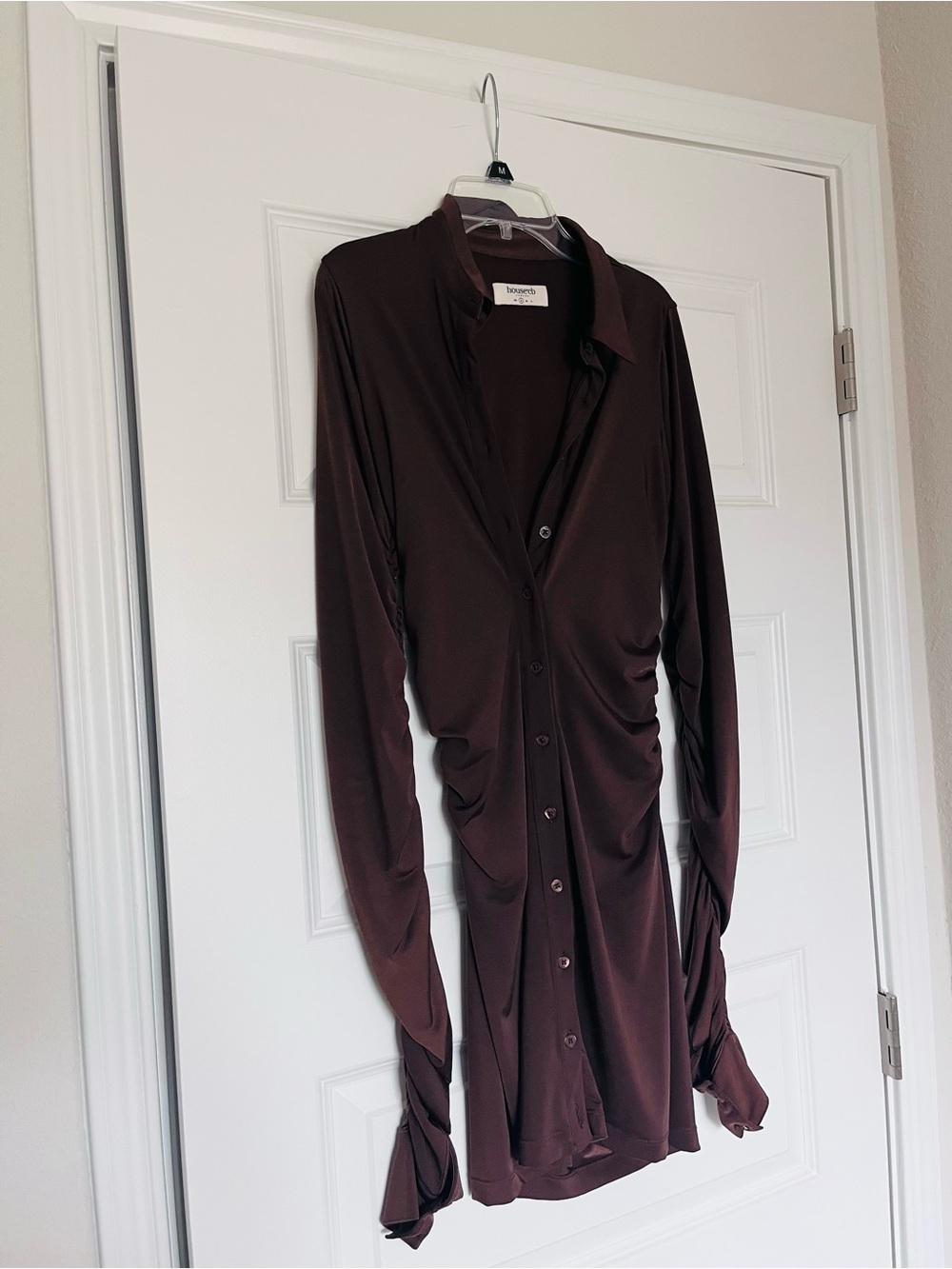 House of CB Brown Mini Button-Front Dress